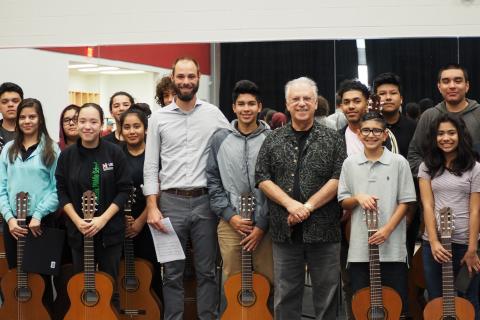 Mr. Phil Swasey with his guitar class at Bedichek Middle School